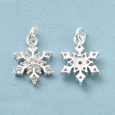 Rack Plating Brass Micro Pave Cubic Zirconia Charms KK-E081-15S-1