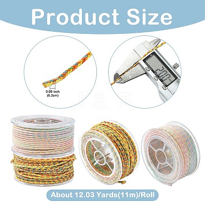 2 Rolls 2 Colors Braided Nylon Chinese Knot Cord WCOR-CJ0001-01-1