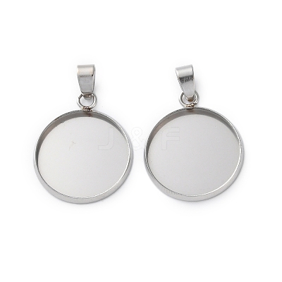 304 Stainless Steel Pendant Cabochon Settings STAS-L282-010P-07-1