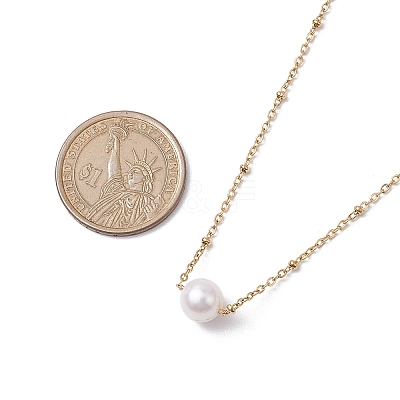 Round Natural Cultured Freshwater Pearl Pendant Necklaces NJEW-JN04966-1