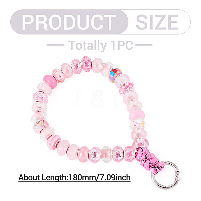 Resin Rondelle Bead with Polyester & Spandex Cord Phone Hand Strap Chains HJEW-TADJ0011-1