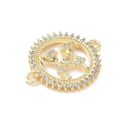 Brass Pave Clear Cubic Zirconia Friendship Connector Charms KK-L253-06G-1