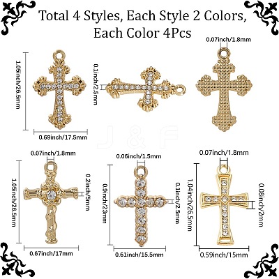 32Pcs 8 Styles Alloy Rhinestone Pendants FIND-SC0016-43-1
