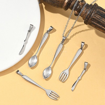 6Pcs 3 Styles 304 Stainless Steel Big Pendants STAS-CJ0002-48-1