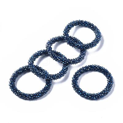 Faceted Transparent Glass Beads Stretch Bracelets BJEW-S144-002B-01-1