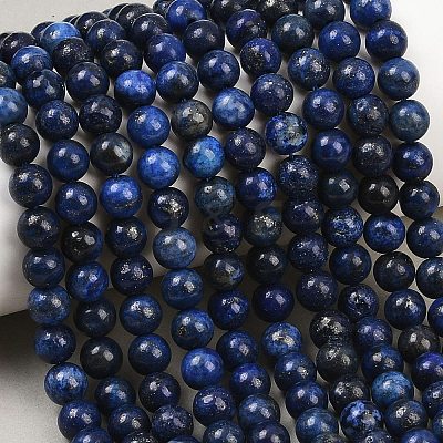 Dyed Natural Grade AA Lapis Lazuli Round Bead Strands X-G-M290-6mm-AA-1