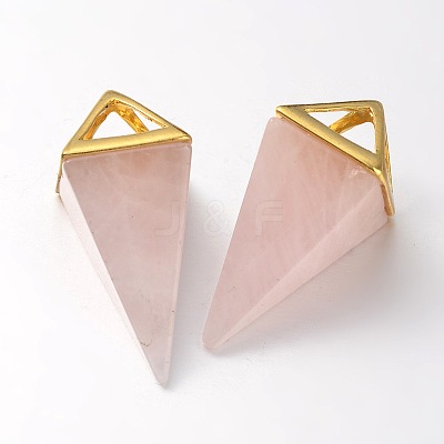 Natural Rose Quartz Point Pendulum Pendants X-G-E301-06G-1