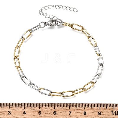 4MM Two Tone 304 Stainless Steel Textured Paperclip Chain Bracelets for Man and Women SA-CBAB767-11GP-1