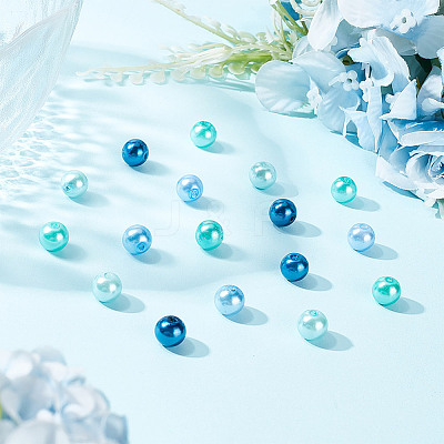 100Pcs Ocean Mix Pearlized Glass Pearl Beads HY-HY0001-04A-1