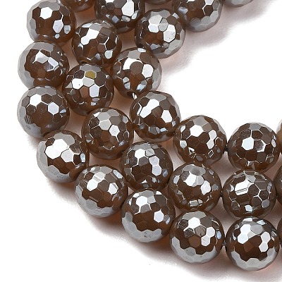 Electroplated Natural Agate Beads Strands G-B191-A07-8mm-17-1