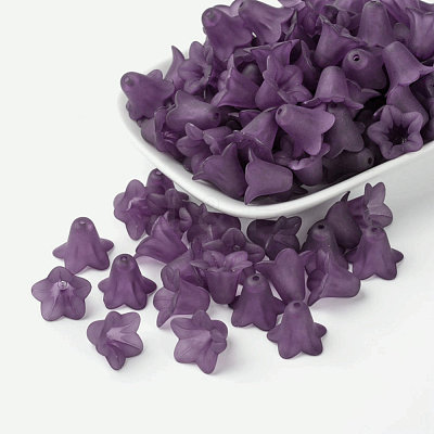 Indigo Frosted Transparent Acrylic Flower Beads X-PLF018-16-1