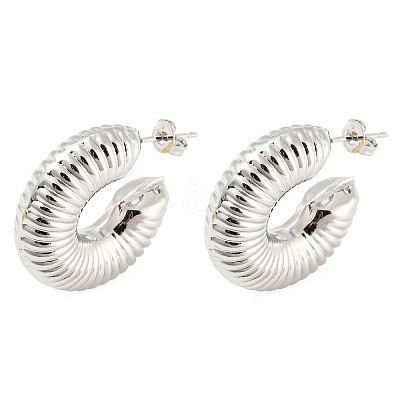 Rack Plating Brass Donut Stud Earrings EJEW-K245-34P-1