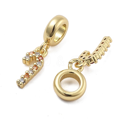Brass Micro Pave Cubic Zirconia Pendants KK-Q006-60G-1