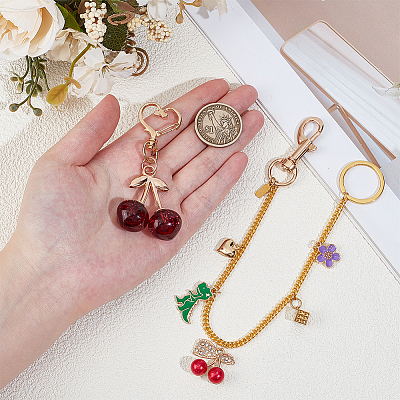2Pcs Alloy Enamel & Resin Bag Strap and Pendant Decorations HJEW-OC00343-1