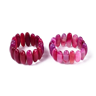 Oval Natural Agate Beaded Stretch Bracelets for Women Men G-Q601-23F-1