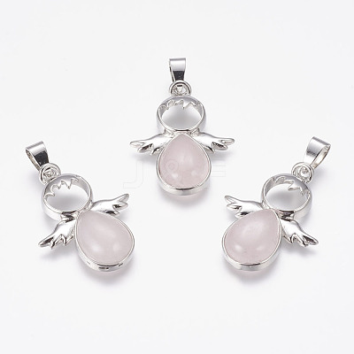 Natural Rose Quartz Pendants X-G-G651-A10-1