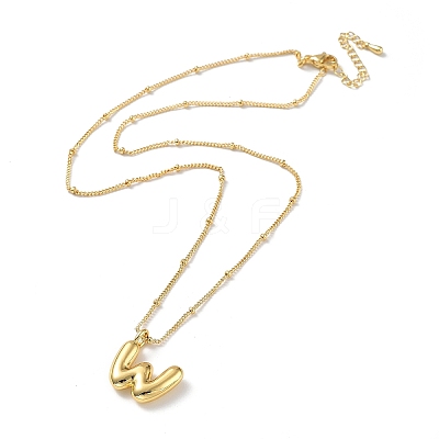 Initial Letter Brass Pendant Necklace NJEW-A015-21G-W-1