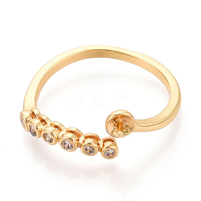 Brass Micro Pave Cubic Zirconia Cup Peg Ring Settings KK-N274-14G-1
