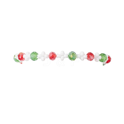 Christmas Handmade Glass Seed & Glass Braided Bead Bracelet BJEW-MZ00249-02-1