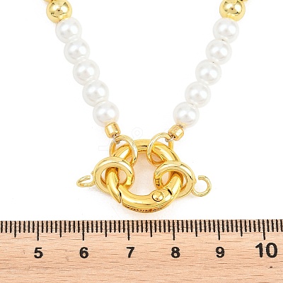Brass & ABS Plastic Imitation Pearl Round Beaded Necklace Making KK-Z158-07G-01-1