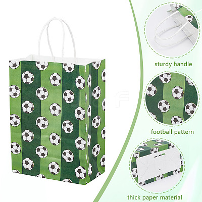 Football Printed Paper Gift Bags with Handle ABAG-WH0045-31C-1