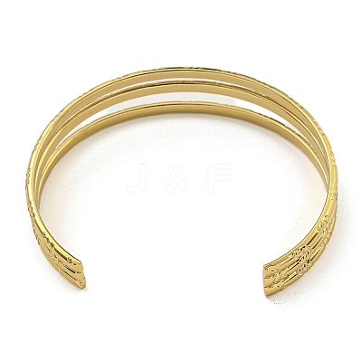 PVD Vacuum Plating 202 Stainless Steel Multi-strand Open Cuff Bangles for Women BJEW-M317-07E-G-1