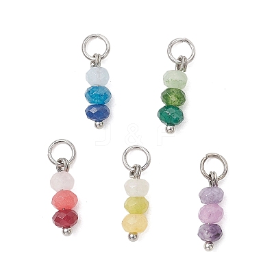 5Pcs 5 Colors Dyed Natural Malaysia Jade Pendants PALLOY-JF05175-02-1