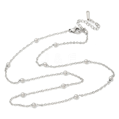 Brass Ball Cable Chain Necklaces for Women NJEW-M051-01P-1