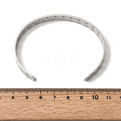 201 Stainless Steel Open Cuff Bangles for Women BJEW-Z162-01P-1