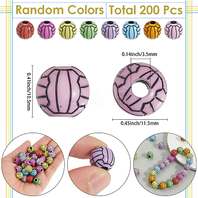 200Pcs Opaque Acrylic Beads OACR-SP0001-63-1