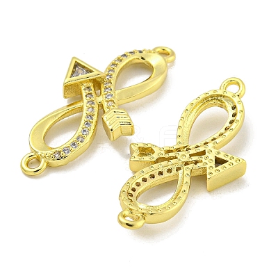 Rack Plating Brass Micro Pave Clear Cubic Zirconia Arrow Infinity Links KK-B091-48G-02-1