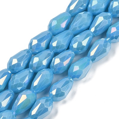 Opaque Solid Color Electroplate Glass Beads Strands EGLA-N013-P8mm-B10-1