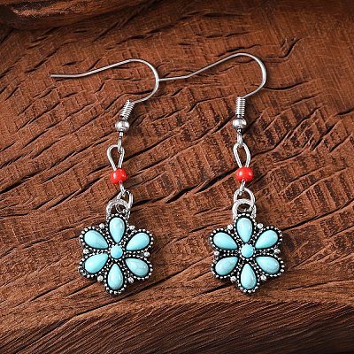 Synthetic Turquoise & Alloy Jewelry Sets FS-WG8B1C9-02-1