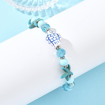 Natural Howlite Beaded Bracelets BJEW-JB14227-1
