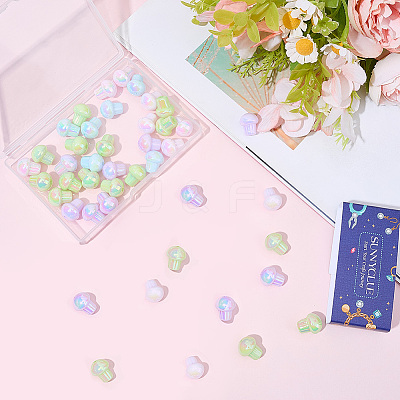 50Pcs UV Plating Rainbow Iridescent Opaque Acrylic Beads OACR-SC0003-06-1