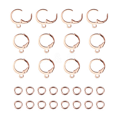 Brass Leverback Earring Findings KK-TA0007-89RG-1