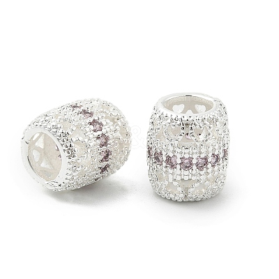 Brass Micro Pave Cubic Zirconia European Beads KK-P297-05S-1
