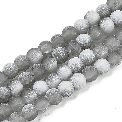 Frosted Crackle Glass Beads Strands GLAA-U001-8mm-M06-1