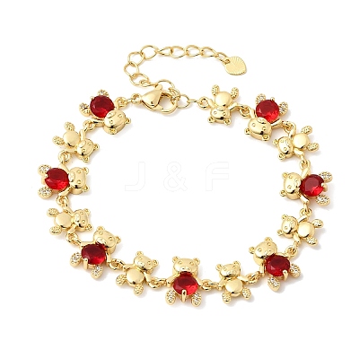 Brass Micro Pave Cubic Zirconia Link Chain Bracelets for Women BJEW-D457-01G-01-1