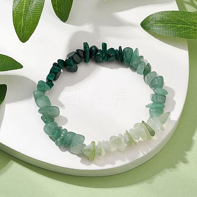 Natural Green Aventurine Chips Beaded Stretch Bracelets for Women BJEW-TA00557-02-1