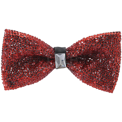 1Pc Polyester with Rhinestone Bow Ties for Bridegroom AJEW-SP0003-32C-1