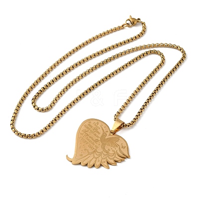 Hummingbird Heart 201 Stainless Steel Those We Love Dont Go Away Pendant Necklaces for Women and Men NJEW-F324-02G-1