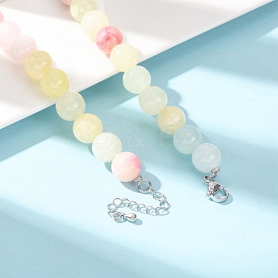 10MM Dyed Natural Green Jade Round Beaded Necklaces GG-CBAA808-04P-D-1