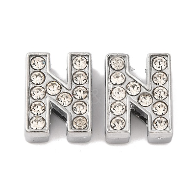Alloy Initial Slide Charms with Grade A Rhinestones ALRI-R032-N-FF-1