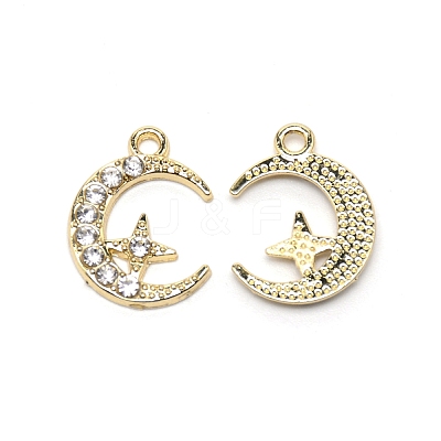 Moon & Star Alloy with Rhinestone Small Handmade Pendant Charms PALLOY-WH0086-97-1