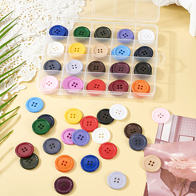 80Pcs 20 Colors 4-Hole Resin Buttons BUTT-TA0001-29A-1