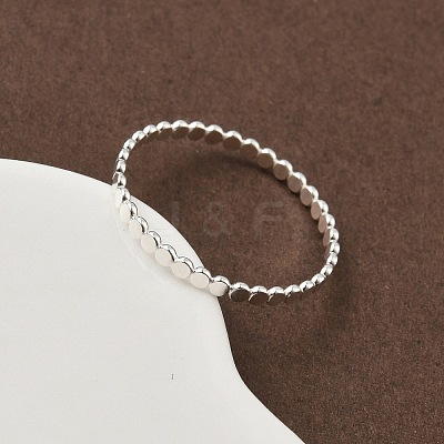 925 Sterling Silver Flat Beaded Finger Rings for Women RJEW-NH0002-01D-S-1