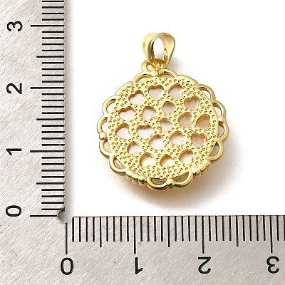 Brass with Natural Shell Carved Pendants KK-Z091-01G-02-1