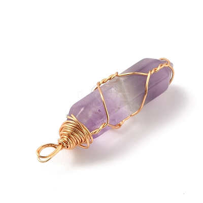 Natural Amethyst Double Terminated Pointed Pendants G-TAC0010-04G-02-1