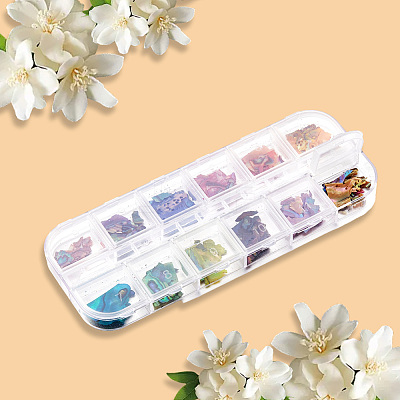 1 Set 12 Grid Nuggets Abalone Shell Nail Art Sequins for Woman Girls MRMJ-SP0001-07-1